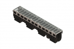 Лоток водоотводный PolyMax Drive DN100 h200 пластиковый с решеткой ячеистой ОС кл.А (комплект), рис. 1