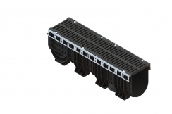 Лоток водоотводный пластиковый PolyMax Drive DN200 с решеткой щелевой чугунной ВЧ кл.D400 (к-т) 0856034, рис. 1