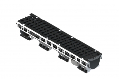 Лоток водоотводный пластиковый PolyMax Drive DN150 h166 с решеткой чугунной «шина» ВЧ кл.Е600 (к-т), рис. 1