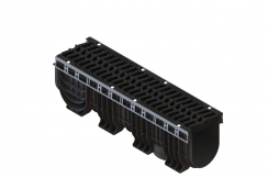 Лоток водоотводный пластиковый PolyMax Drive DN200 с решеткой чугунной «шина» ВЧ кл. Е600 (к-т) 08560355, рис. 1