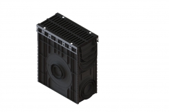 Пескоуловитель PolyMax пластиковый с решеткой "щель" чугунной кл.D400 (к-т) 085800734, рис. 1