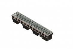 Лоток водоотводный PolyMax Drive DN100 h155 пластиковый с решеткой ячеистой ОС кл.А (комплект), рис. 1