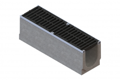 Лоток водоотводной BetoMax DN200 бетонный уклонный с чугунной щелевой решеткой на защёлке ВЧЩЗ5 кл.Е (к-т), рис. 1